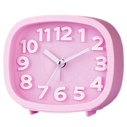 Creative Silent Alarm Clock Students Children Bedside Electronic Clock-Square (Pink)