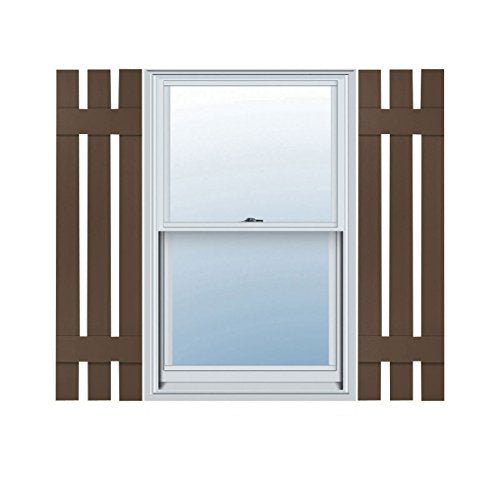 Builders Edge 12 in. W x 43 in. H Builders Edge, Standard Three Board Spaced, Board-n-Batten Shutters, Includes Matching Installation Spikes (Per Pair), 009 - Federal Brown