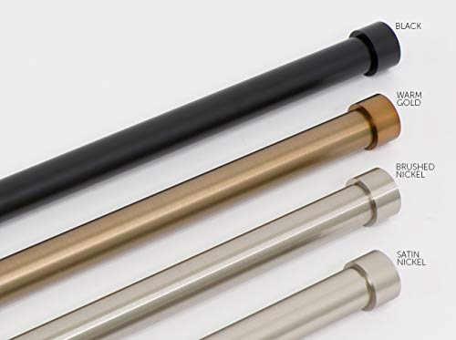 Ivilon Drapery Window Curtain Rod - End Cap Style Design 1 Inch Pole. 48 to 86 Inch Color Satin Nickel