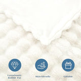 JONIYEAR Soft Fuzzy Bubble Faux Rabbit Fur Throw Blanket for Couch Chair 50" x 60", Reversible Textured Thick Warm Fluffy Blanket for Winter, Luxury Cozy Puffy Shaggy Comfy Furry Blankets, Cream White