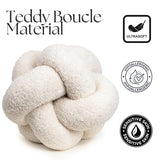 SAMIAH LUXE Vanilla Cream Teddy Boucle Knot Pillow Ball 12", Permanently Stitched Knotted Decorative Throw Pillow, Natural Kapok Fill, Round Accent Pillow for Couch Sofa Bed, Boho Home Decor