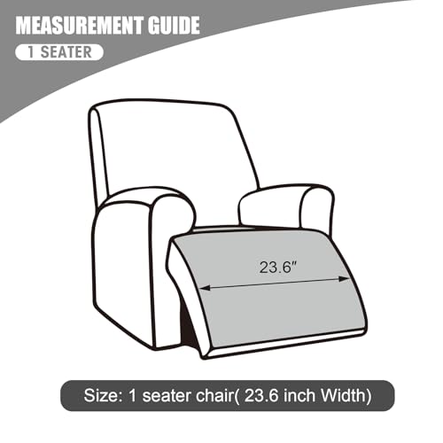 Genina Waterproof Recliner Chair Covers, Recliner Cover for Dog Pets Friendly, Washable Antislip Reclining Chair Cover Furniture Protector, Sofa Slipcover for Living Room(23.6inch/Dark Grey)