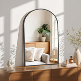 Sweetcrispy 24"x36" Arched Black Bathroom Mirrors for Wall | Bathroom Mirrors for Over Sink, Metal Framed with HD Shatter-Proof Glass for Entryway, Bedroom, Home Decor