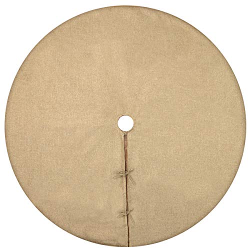 yuboo 48 Inch Burlap Christmas Tree Skirt, Brown Jute Linen Tree Mat, Summer Rustic Farmhouse Boho Tree Skirt with Ties for Holiday Tree Decor