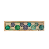Creative Co-Op 9-Piece Blue and Green Glass Votive Holders on Wood Tray, Multicolor