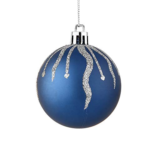 Sattiyrch Christmas Ball Ornaments 30ct, 60mm/2.36" Shatterproof Plastic Decorative Xmas Balls Ornaments Set (Blue and Silver)