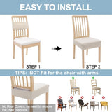 Smiry Stretch Jacquard Seat Covers for Dining Room Chairs Set of 6, Removable Washable Chair Seat Protector Slipcovers, No Rear Covers, Beige