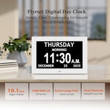 7" Black& 10.1" White Dementia Clock Set (2-Pack) - Large Digital Display with Date/Time, Auto Dimming, 6 Alarms, Remote Control