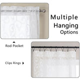 OWENIE Furman Sheer White Curtains 84 inches Long for Bedroom Living Room 2 Panels Set, White Curtains Jacquard Clip Light Filtering Semi Sheer Curtain Rod Pocket Window Drapes, 2 Pcs Each 40 W 84 L