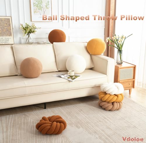 Cream White Ball Pillow 11.8 Inches Boucle Round Throw Pillow Simple Modern Sphere Shaped Throw Pillow，Nordic Style Cushion Decorative Pillow for Couch,Sofa,Bedroom