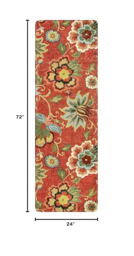 Lahome Red Floral Washable Hallway Runner 2x6, Vintage Carpet