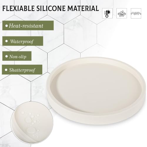 Silicone Bathroom Tray Coffee Table Decor Perfume Organizer, 10" Beige