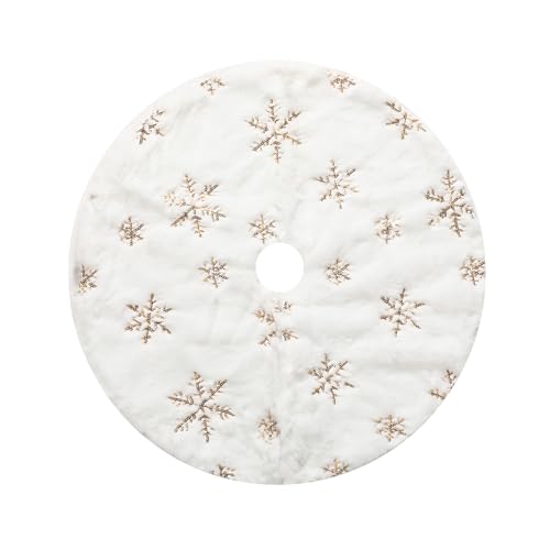 18 Inch Gold Snowflake Sequin Christmas Tree Skirt for Mini Trees – Sparkling Small Xmas Tree Base Cover with Velcro Closure, Elegant Holiday Décor