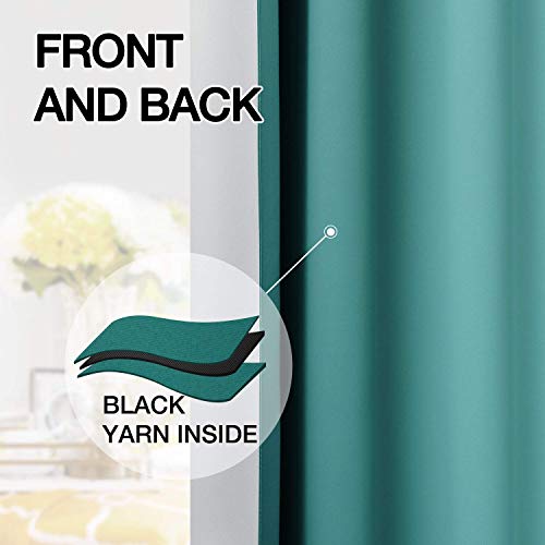 SimpleHome Ombre Room Darkening Curtains for Living Room, Rod Pocket Light Blocking Gradient Teal to Greyish White Thermal Insulated Window Curtains Drapes for Bedroom, 2 Panels, 52x84 inches Length