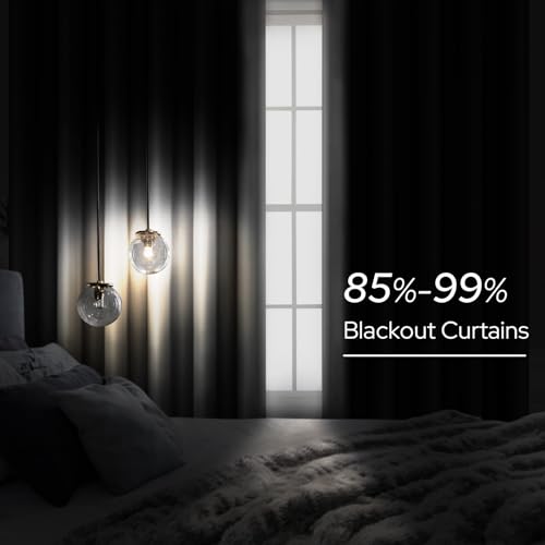 HOMEIDEAS 2 Panels Silver Grey Faux Silk Blackout Luxury Curtains, 52 X 84 Inch Room Darkening Satin Thermal Insulated Window Drapes for Bedroom Decor, Indoor