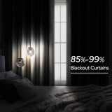 HOMEIDEAS 2 Panels Silver Grey Faux Silk Blackout Luxury Curtains, 52 X 84 Inch Room Darkening Satin Thermal Insulated Window Drapes for Bedroom Decor, Indoor