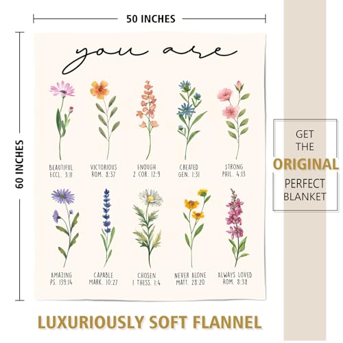 Afterprints Christian Gifts for Women, Christian Blanket with Flowers, Birthday Gifts for Women, Christmas, Inspirational, Religious Gifts for Sister, Friend, Daughter, Soft Throw Blankets 50'' x 60''
