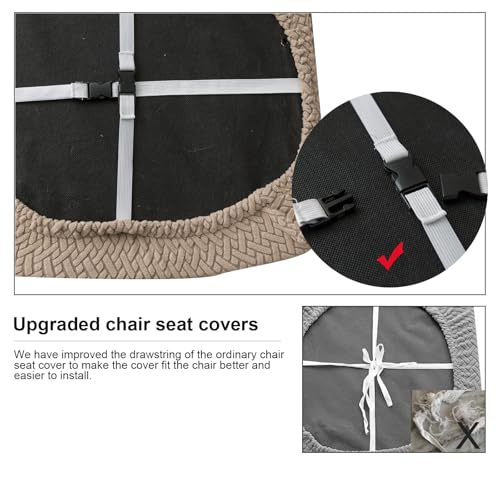 Genina Seat Covers for Dining Room Chair Seat Slipcovers Kitchen Chair Covers (Taupe, 4 Pcs)