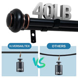 H.VERSAILTEX Double Curtain Rods for Windows 16.2 to 90.6 Inches 3/4 inch Diameter Adjustable Decorative Telescoping Double Curtain Rod with Brackets Heavy Duty Splicing Double Curtain Rods, Black