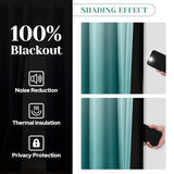 HOMEIDEAS Teal 100% Ombre Blackout Curtains for Bedroom, 52 X 84 Inches Long Room Darkening Gradient Light Blocking Thermal Insulated Grommet Drapes for Living Room, 2 Panels