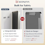 Keonjinn 20 x 30 Inch Brushed Nickel Bathroom Mirrors for Over Sink, Rounded Rectangle Silver Bathroom Vanity Mirror, Farmhouse Mirror for Wall, HD Tempered Glass, Anti-Rust Aluminum Alloy Mirror