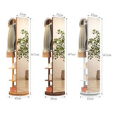 360° Rotatable Full-Length Solid Wood Mirror with Coat Rack | 2-in-1 Floor Standing Makeup & Dressing Mirror for Bedroom, Living Room, Entryway & Cloakroom Storage