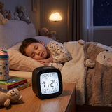 Digital Alarm Clock with Backlight, Snooze, Temp & Humidity Display,Black | Time, Date & Weekday Temperature & Humidity Touch Backlight 5-Minute Snooze,Battery Operation Long Battery Life