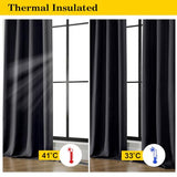 Black Blackout Curtains 84 Inch Length 2 Panels Set, Soft Solid Thermal Insulated Room Darkening Curtains 84 Inches Long for Bedroom Living Room, Rod Pocket Drape, Black, Each 40" Wx84 L