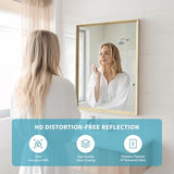 Oak Wood Effect Framed Wall Mirror, 22x30 Rectangle Mirror, Anti-desilvering Tempered Glass, Sustainable& Sturdy Frame, Farmhouse Mirror, Anti-Rust, 3min Fast Setup for Bathroom Living Room