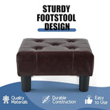 BRIAN & DANY Small Foot Stool, Leather Foot Stools with Legs, Stable Small Footstool for Living Room, Brown
