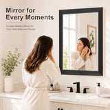 SMIROR Matte Black Bathroom Mirror for Over Sink 24x 36 inch, Metal Thick Frame Rectangle Vanity Mirror for Wall, Anti-Rust, Horizontally or Vertically Mounted