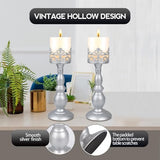 Candle Holders for Pillar Candles Gothic Matte Pearl Silver Tall Candle Holders Set of 2 Decorative Large Table Centerpieces Candle Stand Decor (Pearl Silver 2PCS A)