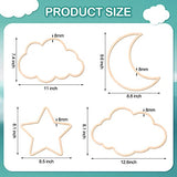 Kathfly4 Pieces Boho Nursery Cloud Star Wall Decor Wooden Babyroom Moon Rattan Wall Decor Wooden Rainbow for Children Baby Kids Boys Girls Bedroom Nursery Pendant(Cloud Moon Star)