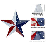 Metal Barn Star Art - American Flag Patriotic 9-Inch Star Wall Decoration, Wall Mount 3D Barn Star Decor July of 4th Decoration, Set of 3