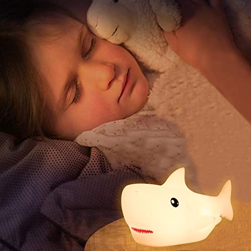 ZKLiLi Shark Night Light,Rechargeable Cute Squishy Lamp for Boys Girls Gifts Night Lights Teens Nursery Touch Room Decor Gifts