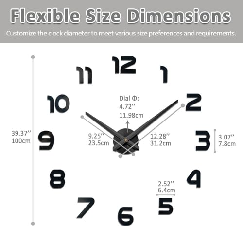Mintime Large Wall Clock Battery Operated DIY Wall Clock for Modern Decorative Living Room/Office