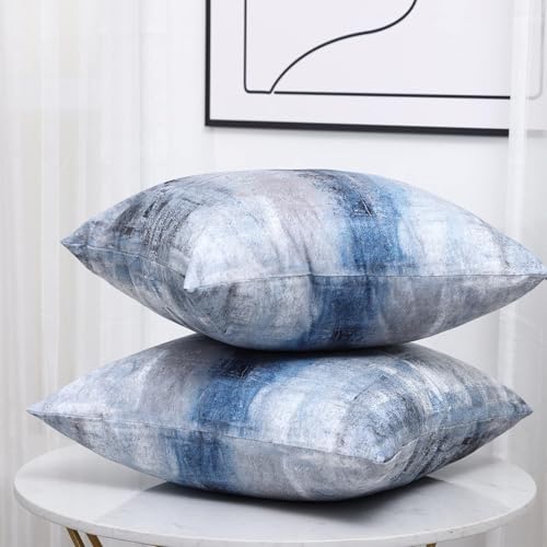 Throw Pillow Covers for Couch, 18x18 Inch, 2 Pack, Blue Grey