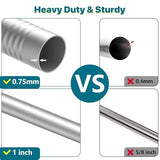 Silver Extra Long Curtain Rod 30 to 240 inch, Heavy Duty Window Treatment Single Rods with Modern End Caps, 1 inch Metal Rods Set for Outdoor Patio, Adjustable Wall Mounted Curtain Rod