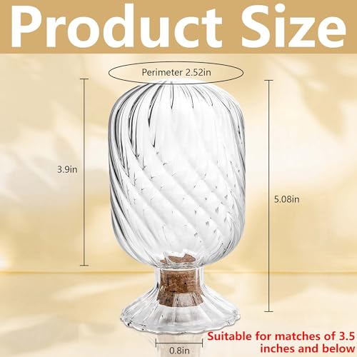 moonoom Helix Shaped Match Holder, Glass Matches Cloche for 3.5 Inch, Upside Down Match Holder Jar for Scented Candle on Dining Table Fireplace Bathroom Decoration, Not Include Matches