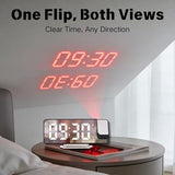 Alarm Clock with Projection on Ceiling, Smart Digital Alarm, for Bedrooms, Classroom, Office, Large LED Display, 180° Rotatable Projector, 3-Level Dimmer, Loud Dual,12/24H, Temperature Display