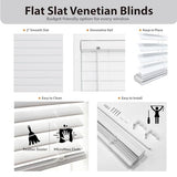 DEZ FURNISHINGS 2" Cordless Flat Slat Venetian Blind, 46" W x 48" H, White