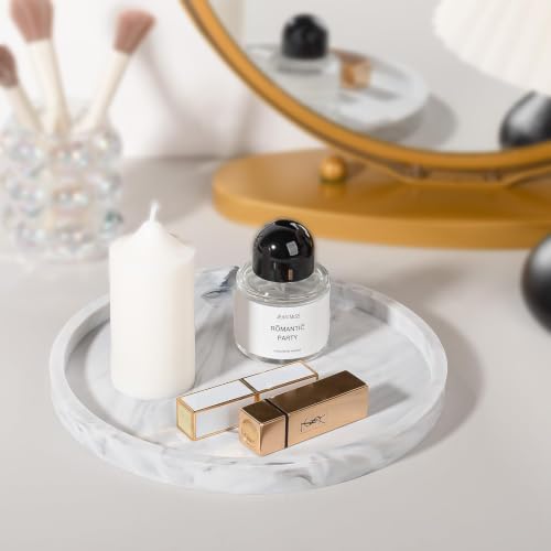 Silicone Bathroom Tray Coffee Table Decor Perfume Organizer, 9" Marble