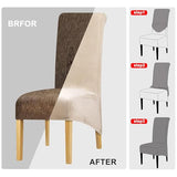 Lellen Stretch XL/Oversized Extra Large Velvet Dining Room Chair Covers for Kitchen Dining，Removable Washable Chair Protectors Slipcovers Large Velvet Dining Chair Covers（Cream，2PCS）
