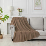 Douceur Light Brown Throw Blanket for Couch, Soft Chunky Cable Knit Throw Blanket, Classic Fisherman's Rib Stitch Pattern Throw for Living Room Gift, 60"X80"