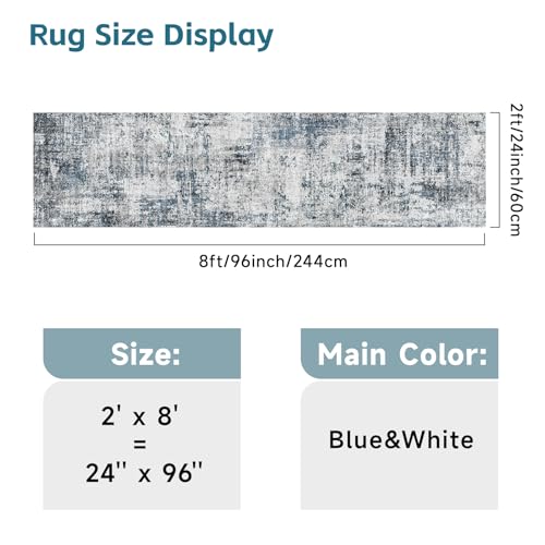 Washable 2x8 Runner Rug: Modern Abstract Carpet Runners for Hallway