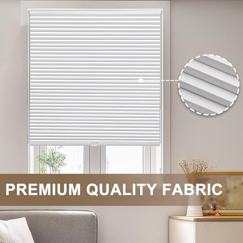 MYshade Cordless Blackout Cellular Shades, 1.5" Honeycomb Window Blinds for Bedroom & Nursery, Thermal Insulated, Noise Reducing, Privacy Shades, Inside or Outside Mount (35" W x 64" H, White)