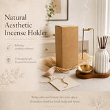 2 in 1 Incense Holder for Sticks with Ash Catcher for Meditation | Incense Burner Holder with Wood Base, Ceramic Vase Storage & Metal Ash Catcher Hang Upside for Meditation Home Room Decor