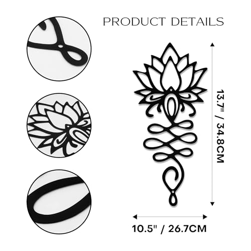 Xedatric Lotus Flower Wall Decor – Black Metal Yoga Wall Art with Lotus Design, Spiritual Home Décor Sculpture for Meditation Spaces, Living Room, Bedroom, Office