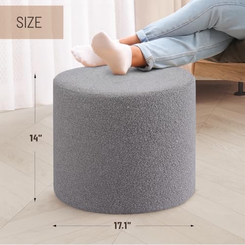 Grey Boucle Ottoman - Soft Foam
