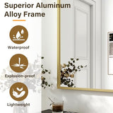 HARRITPURE 28"x20" Rectangle Mirror Bathroom Mirrors for Over Sink Framed | for Wall, Gold Framed Rectangle Mirror Aluminum Alloy Frame Wall-Mounted Horizontally/Vertically for Entryway/Bedroom/Vanity